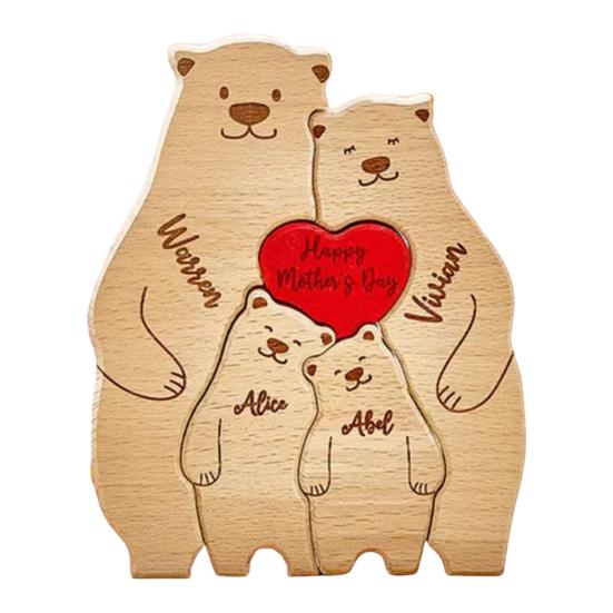 1 комплект деревянного медведя, семейного пазла, орнамента, любви, сердца, обнимающего мать и отца