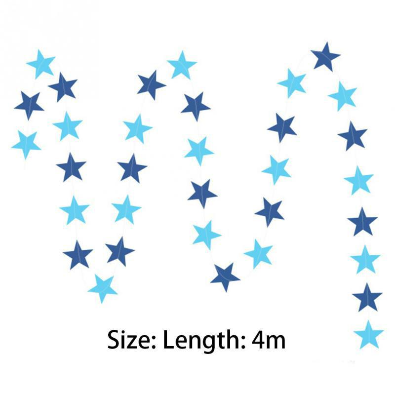 2pcs Paper Star Banner Garlands 4M Birthday String Chain Banner Ornaments Curtain