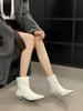 2025 Autumn New Pointed Thin Heel High Heel Temperament French Fashion Sexy Beautiful Women Short Boots