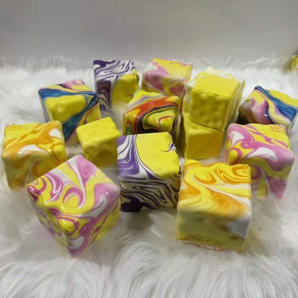 7cm Cheese Squeezed Cube Super Soft Cheese Stress Ball Portable Squishy Toy  Office
