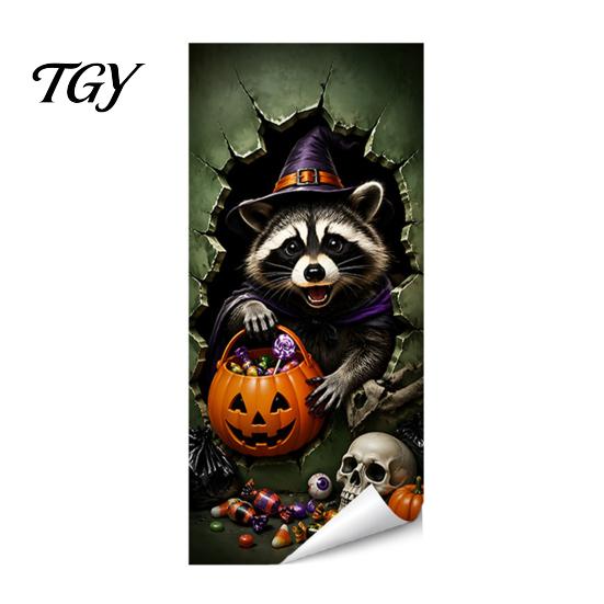 Halloween Yard Horror Accessories Wall Stickers Trash Can Decal Stickers, Spooky Skull Ghost Durable Facade Decals for Outdoor Garbage Cans,