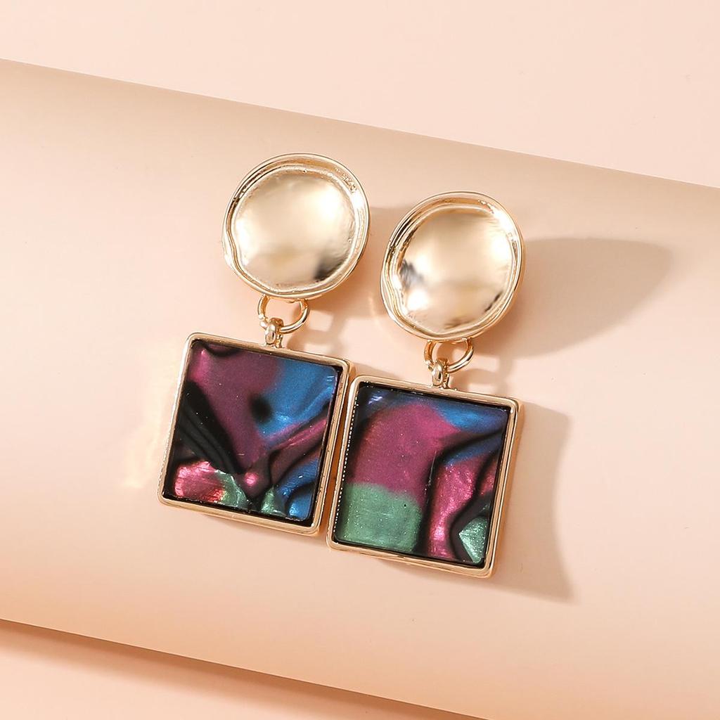 Colorful Fan-shaped Earrings for Women with a Simple and Personalized Temperament Earrings with Various Shapes and Studs Aluminium
