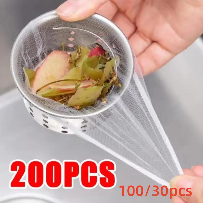 200/100/30 шт. Одноразовые сетчатые мешки-фильтры для раковины Кухонная раковина Ситечко Отверстие слива Антиблокировка Мусорный мешок Очистка Фильтры Сеть