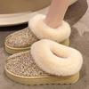 Fashion Gold Shiny Sequin Ankle Boots Women Faux Fur Comfort Thick Sole Non Slip Snow Boots Winter Plus Size Thicken Plush Cotton Boots