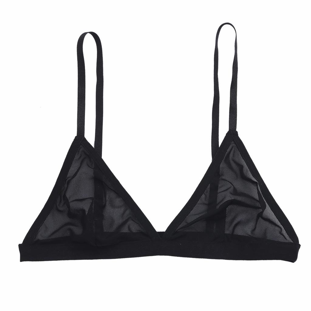 Women Sexy Lingerie See Through Bras Tops O-ring Sheer Mesh Triangle Bralette Wirefree Unlined Bra Female Underwear Nightwear