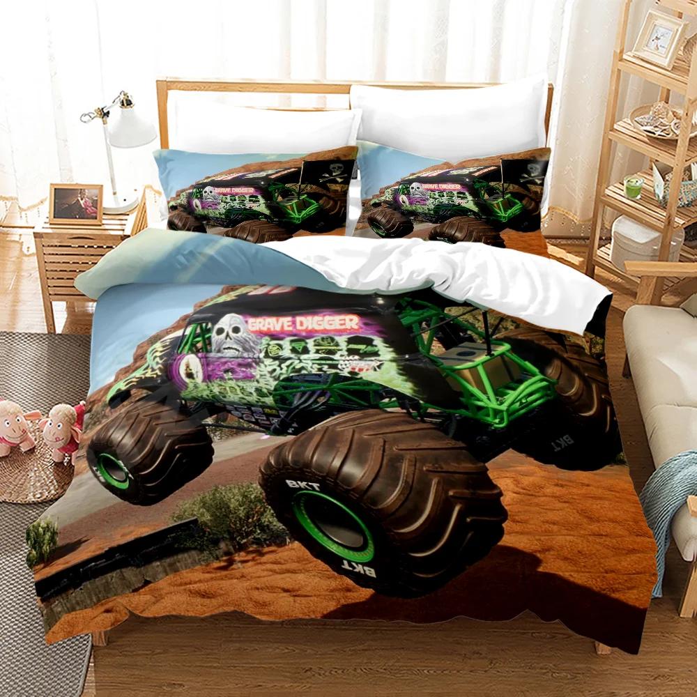 Постельное белье M-Monster Jam Односпальное/Полуторное/Двуспальное/Евро/King Size Постельный набор Monster Jam F-F1 Спальня для взрослых и детей Комплекты с пододеяльником 3D Аниме