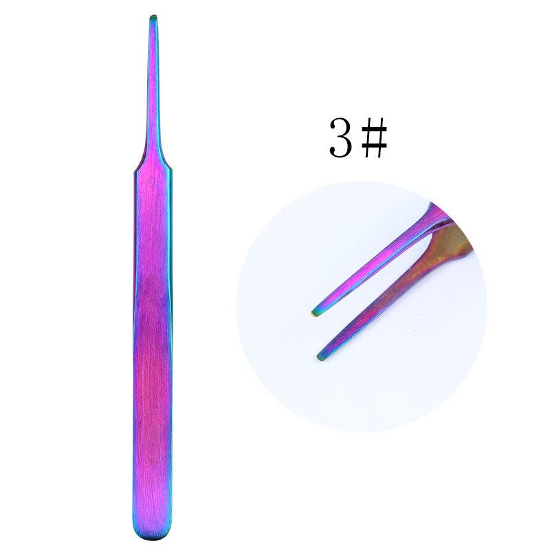 Phantom Color Stainless Steel Tweezers for Nail Art, Rhinestone Inlay, and Diamond Removal