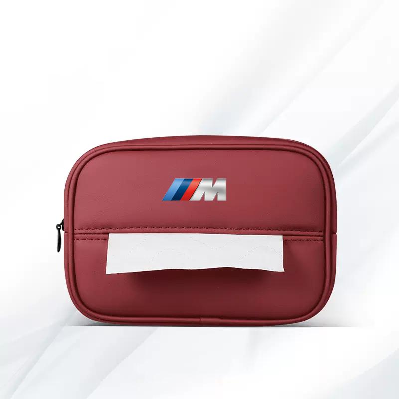 LPTJD1 2026 Car Sticker Car Logo Tissue Box Seat Hanging Paper Towel Storage Bag For BMW E46 E90 E60 F30 F10 G30 F20 E70 E39 E36 E87 X7