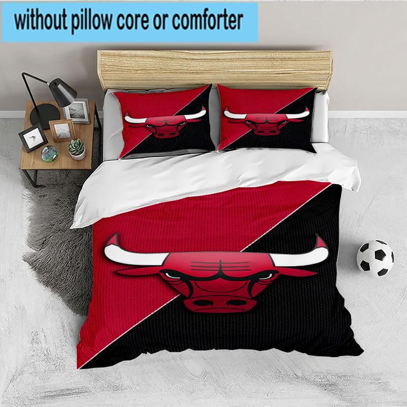 Red Bulls Basketball 3PCS Bedding set,Ideal for 1pc Duvet Cover And 2pcs Pillowcases Perfect for Fan gift,Ideal for Bedroom, Dormitory