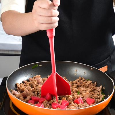 Кухонный ручной измельчитель для мяса с 4 изогнутыми лезвиями, термостойкая мясорубка для говяжьего фарша, гамбургера, мясорубка для гамбургеров с длинной ручкой