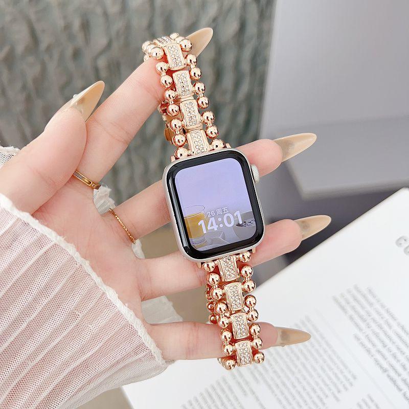 Металлический ремешок с бриллиантами для Apple Watch 38 40 41 44 42 46 49 мм Женский браслет Блестящий ремешок для часов из нержавеющей стали для iWatch S11 10 9 8