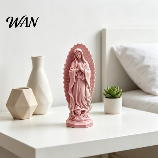 Catholic Statue Resin Virgin Mary Statue, Religious Sculpture, Blessed Holy Figurine Mother for Home Desk Decor