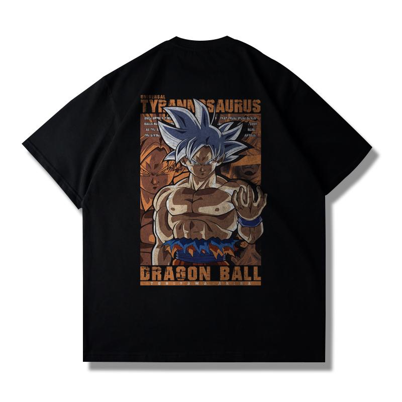 Dragon Ball Goku Shortsleeved Tshirt Unisex Large Size Loose Trendy Brand Summer Pure Cotton Unisex Parentchild Clothing