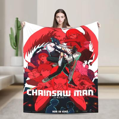 Плед Chainsaw Man Аниме Качество Супер Теплый Кобэни Манга Дэндзи Пауэр Резе Плед-покрывало Весеннее Путешествие Стул Пушистое Покрывало