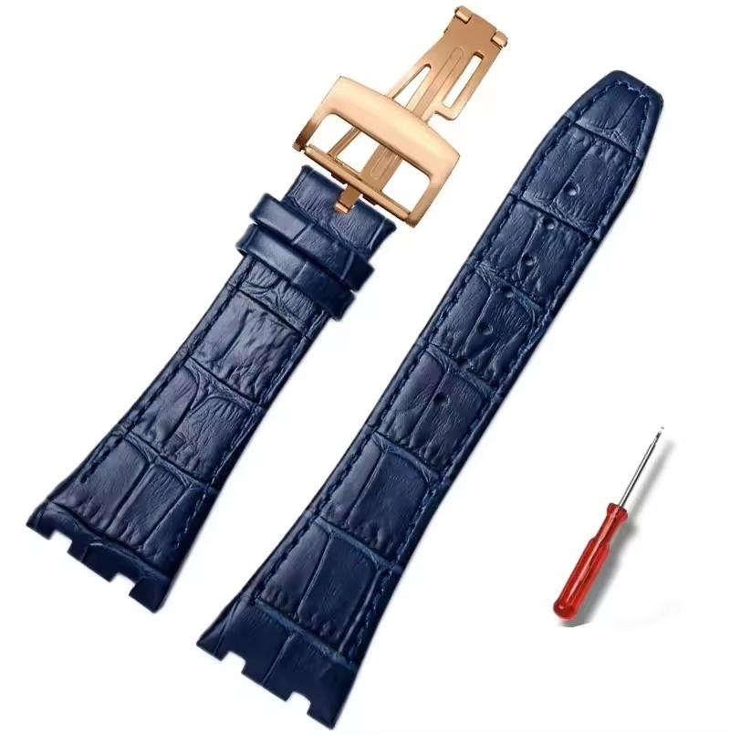 Высококачественный кожаный ремешок для часов Audemars Piguet AP15400 15703 15500 Серия Royal Oak Мужской часовой ремешок Двойной вогнутый интерфейс 26 мм