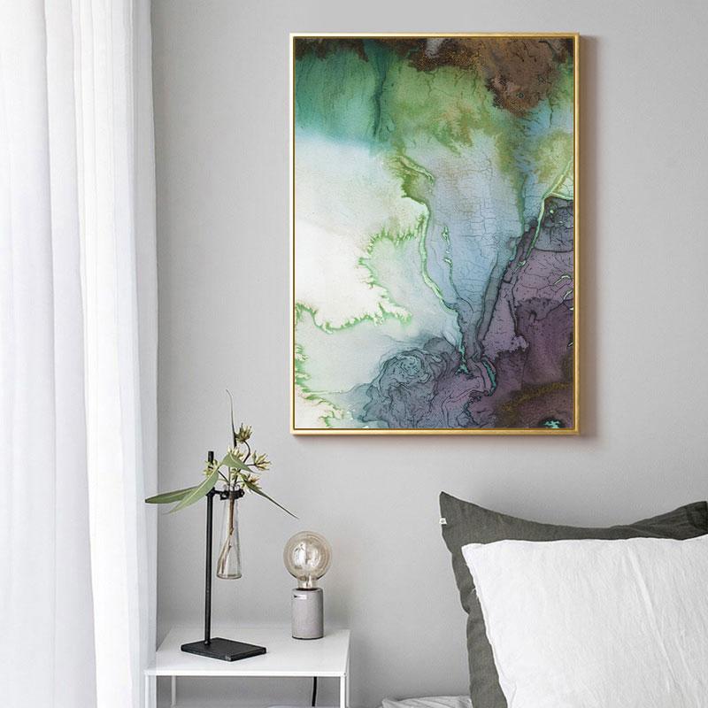 Marble Wall Art Canvas Painting Abstract Pictures Blue and White Canvas Art Posters and Prints Modern Home Living Room Decor