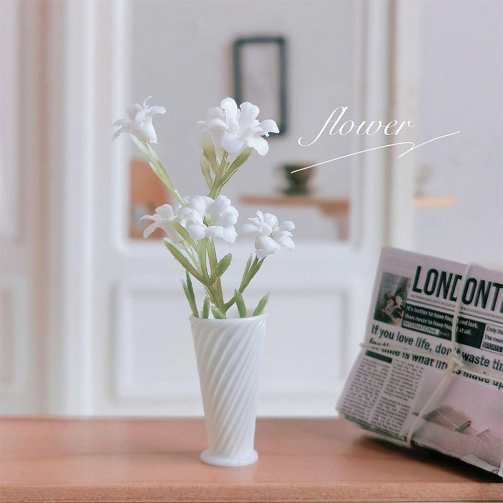 Miniature Size Dollhouse Potted Plants Simulated Flower Table Bouquet Dollhouse Display