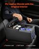 Universal Rear Bench Seat Center Console with 7-Color Ambient Lights, Wireless/USB/Cigarette Lighter Charging, Back Seat Central Console Organizer