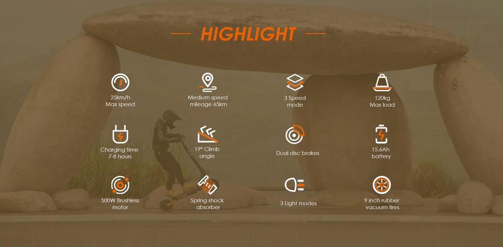 Foldable electric scooter Kukirin G2 Pro (VMP), 500W motor, 48V 15.6AH battery, top speed 25KM/H, cruising range 65KM, 9-inch tires