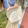 Canvas Cosmetic Storage Organizer Flower Printed Storage Pouch Casual Women's Shopping Bag  Student