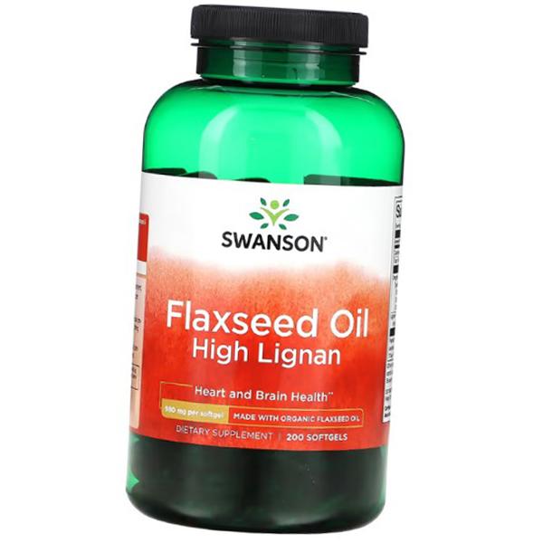 Льняное масло в капсулах, Flaxseed Oil High Lignan 980, Swanson 200гелкапс (67280015)