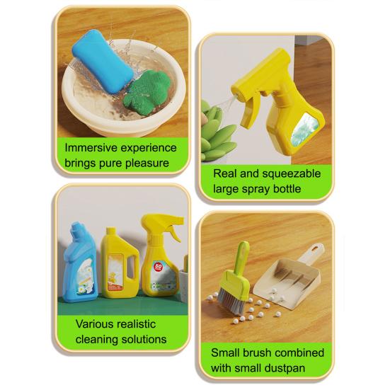 Набор для уборки для малышей Детская игрушка для уборки Включает щетку-пыльник швабру губку веник совок тряпку набор для ролевых игр в домашнюю работу для мальчиков девочек 2-5 лет