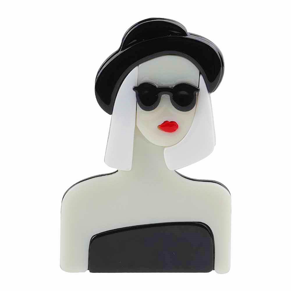 New Fashion Creative Fairy Girl Holding Rabbit Acrylic Brooches For Women Cartoon Cute Badge Brooch Pins Party Jewelry Gift