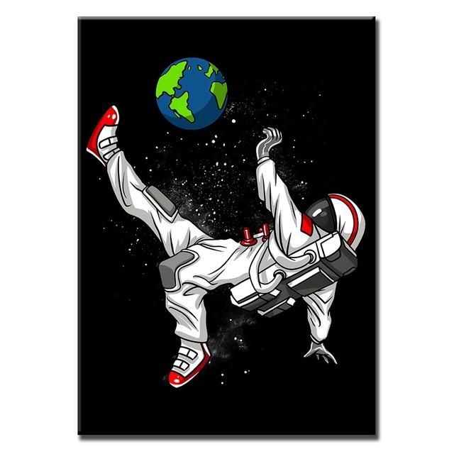 Печать на холсте, плакат с изображением космонавта, путешествия в космическом пространстве, настенные художественные картины, картины с героями мультфильмов для гостиной, детской спальни, Настенный декор