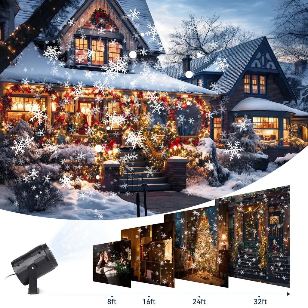 Christmas Snowflake Projector Lights Outdoor IP65 Waterproof Christmas Projector Light Projection for Party Wall Window Decor