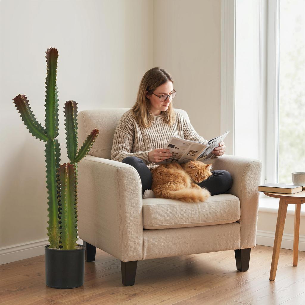 Indoor Artificial Plant 111 Cm Potted Cactus Artificial Tree For Home Office Living Room Bedroom Green
