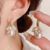 Korean Style Silver Needle Pearl and Shell Flower Earrings