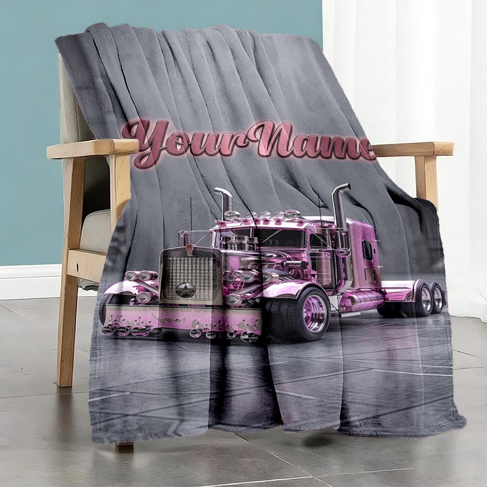 Peterbilt Heavy Trucks Personalized Name Blanket Lightweight Personalized Blanket Durable Comfort for Bed Couch Livingroom Bedding