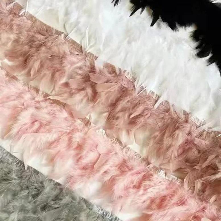 Перья 2 метра Натуральные индюшиные перья Отделка Бахрома Высота 10-15 см Свадебная одежда Украшение платья DIY Лента из перьев Швейные поделки