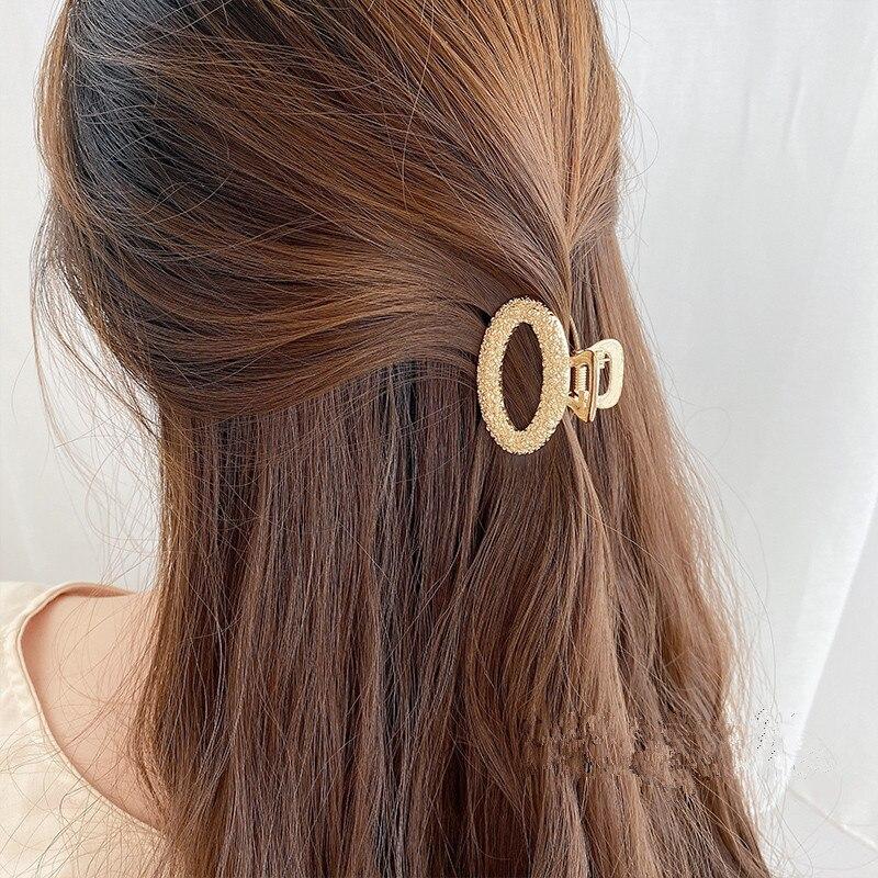 Модные простые геометрические заколки для волос с когтями для женщин и девочек, металлические заколки для волос в форме краба, полые заколки для волос, аксессуары для волос, головные уборы