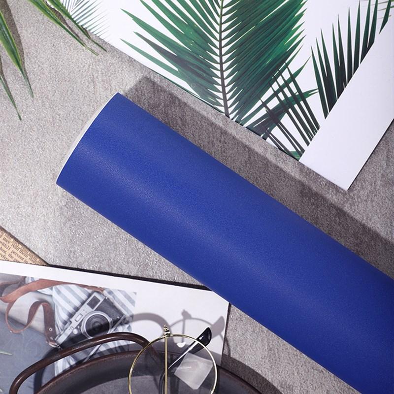 ПВХ Темно-синяя Наклейка на Стену Самоклеящиеся Обои Однотонные Шкаф Обновленный Матовая Пленка Водонепроницаемая Спальня Комната Декорация