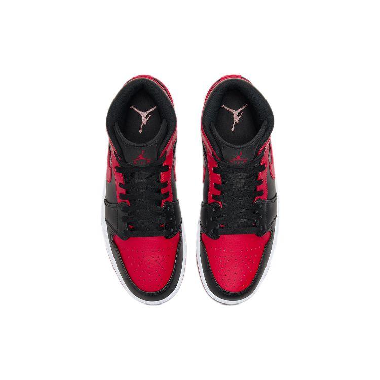 Air Jordan 1 Mid Banned Men Sneakers Red Black University-Red 554724-074
