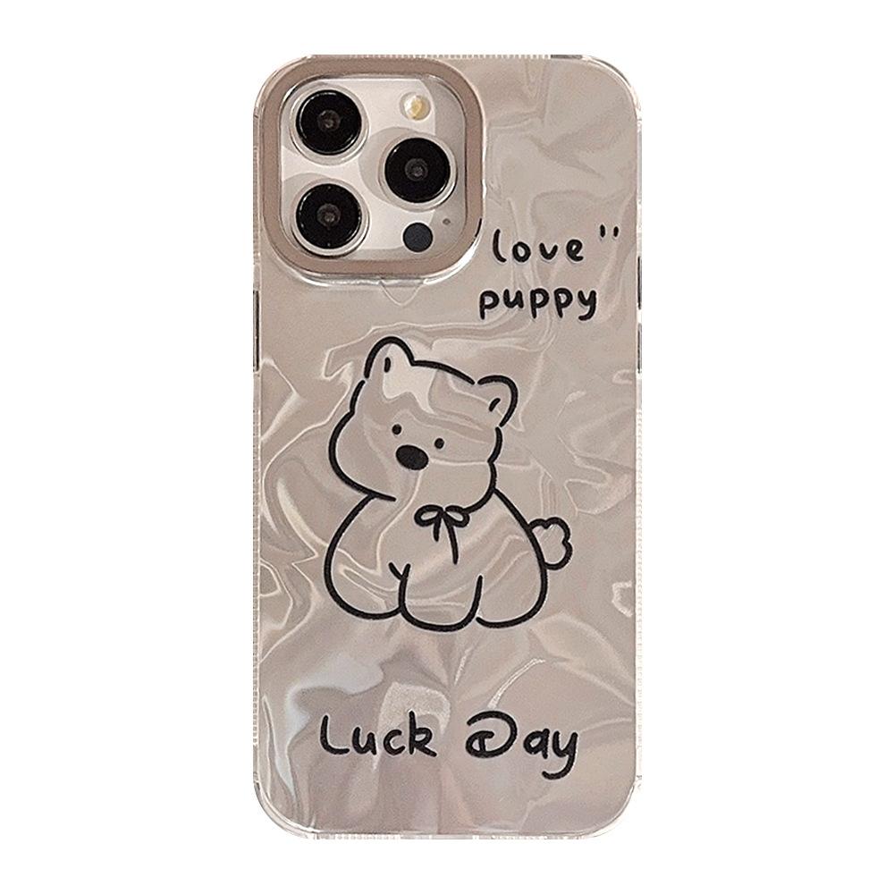 Посеребренный чехол Ins Line Dog для iPhone 16 для Apple Phone Case 14 Pro Max Лазерный