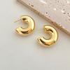 Ретро-металлические массивные серьги-кольца в форме буквы C, глянцевые золотые круглые толстые серьги-кольца, подарочные украшения для ушей