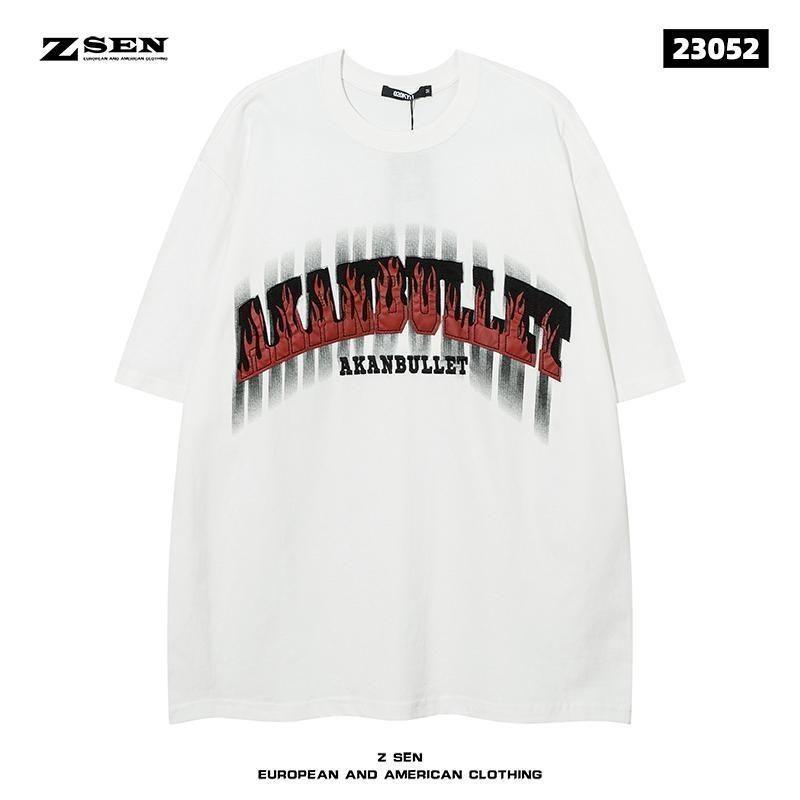 High Street Original Retro Short-sleeved Men's American Trendy Brand Hip-hop Dark Personality Printing Loose Cotton T-shirt