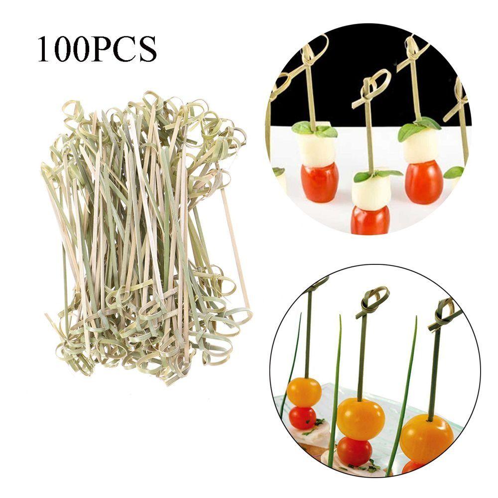 100pcs Bar Tool Bamboo Knot Party Decoration Fruit Forks Household Bamboo Knot Skewers