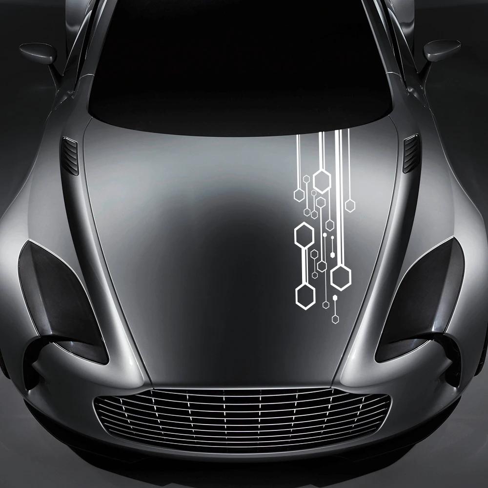 Наклейка на капот автомобиля Шестигранные полосы Наклейка Пленка Декор Тюнинг Аксессуары Для VW Volkswagen Tesla Skoda Volvo Suzuki BMW Seat Subaru