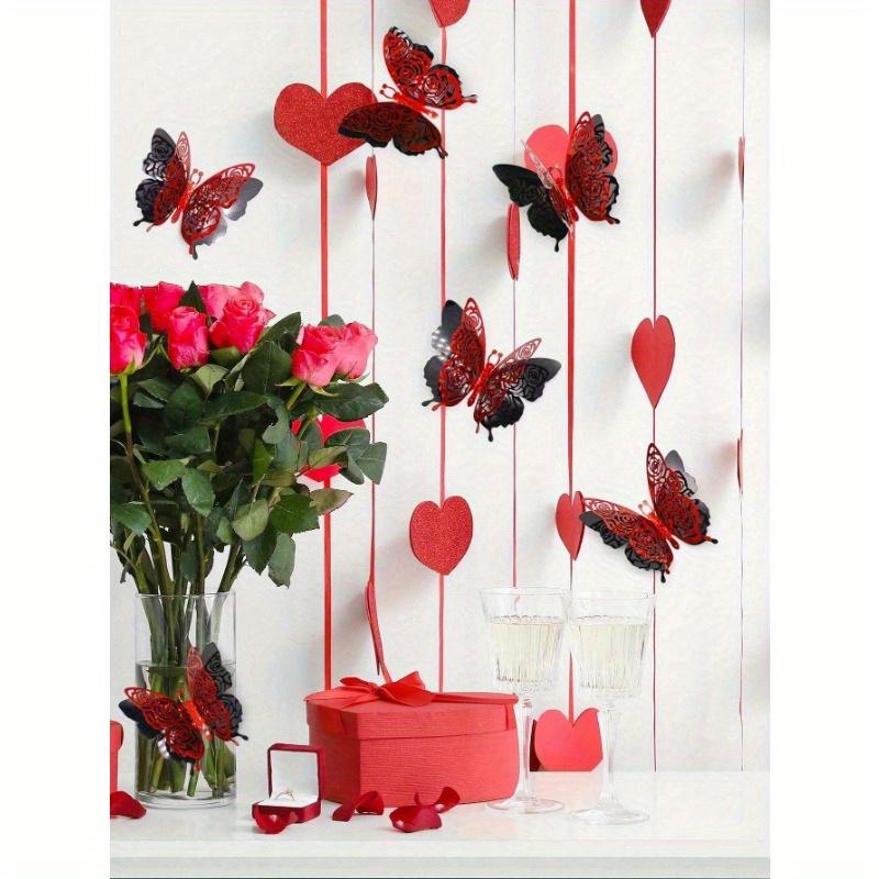 6pcs/Set Valentine's Day Collection Double Layered 3D Design Butterfly Stickers Vinyl Decal for Home Spring Decor Refresh Home Decoration Stickers