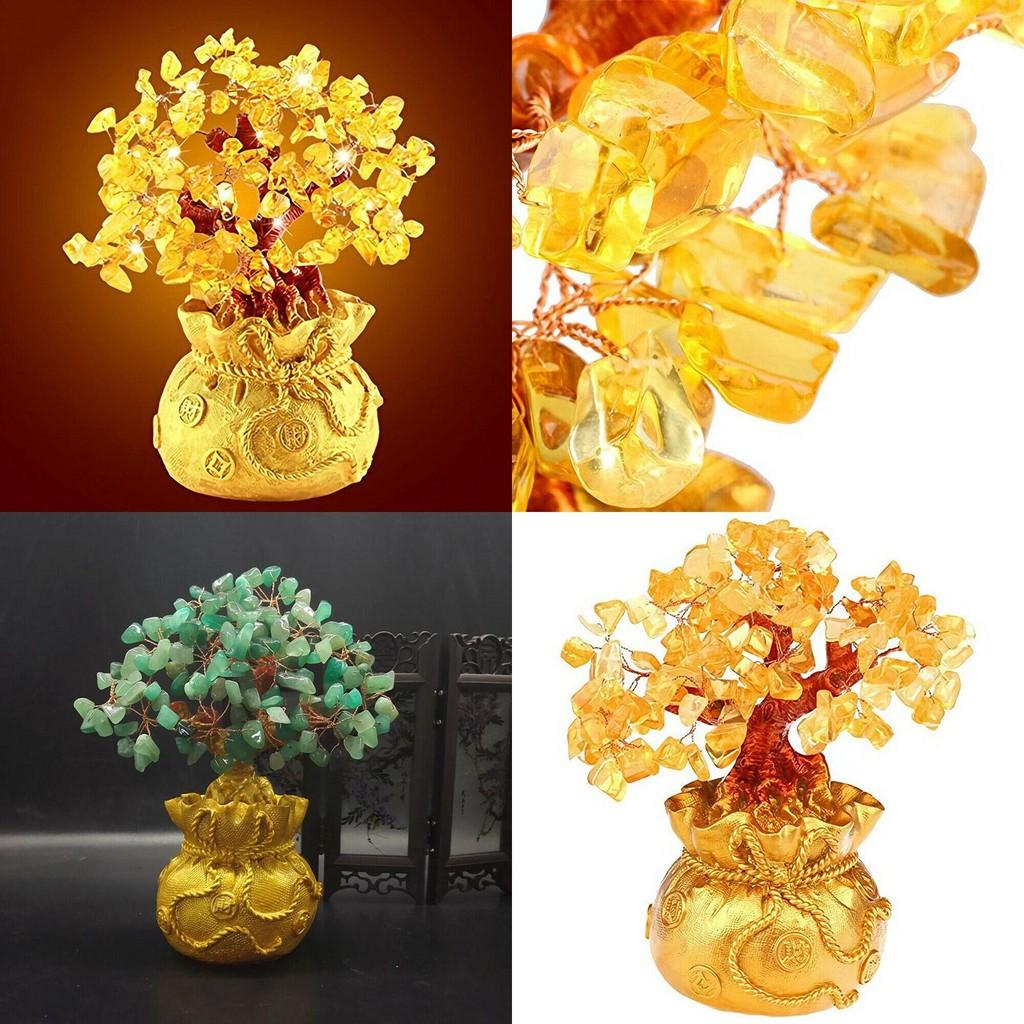 Элегантное Денежное Дерево Фэн-шуй с Желтым Цитрином и Кристаллом Аметиста