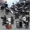 Military Building Block Set Swat Miniature Police Car Small Particles Assembled Toy Bag