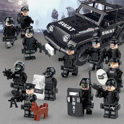 Военный набор конструктора SWAT Миниатюрная полицейская машина Мелкие детали Сборная игрушка Пакет