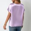 Women's Spring Summer Short-sleeved Satin Shirt Loose Casual Color T Shirt