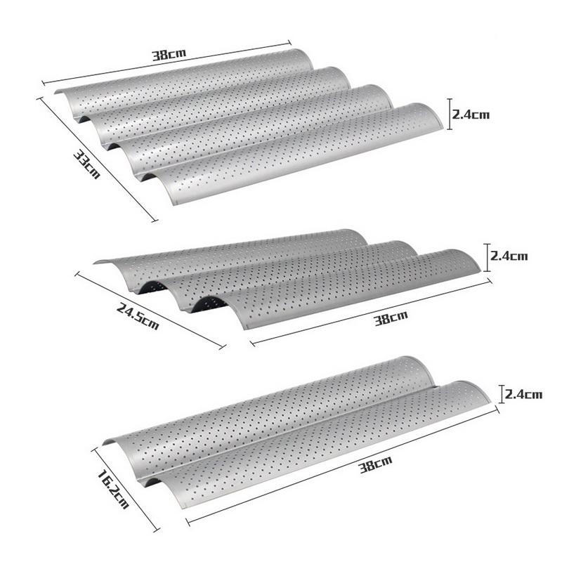 Форма для французского хлеба для выпечки, противень для выпечки хлеба, практичная форма для кекса, форма для багета, 2/3/4 желобка, волнообразный инструмент для выпечки хлеба