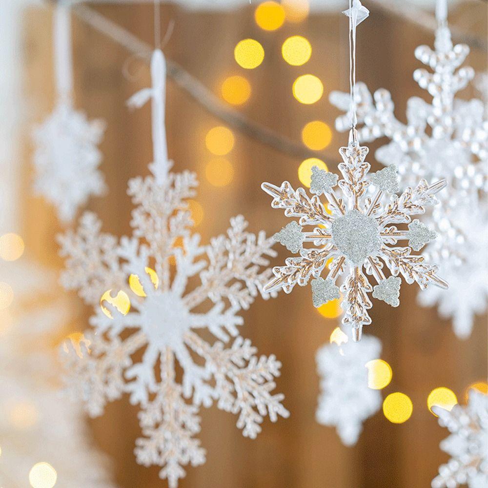 Акриловое Искусственное Украшение Снежинка Подвеска для Подвешивания на Рождественскую Елку Веселое Рождественское Украшение