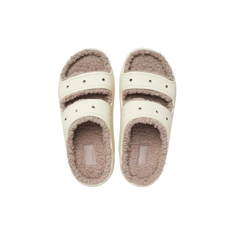 Crocs Classic Fuzzy Slippers Unisex Slippers Bone-White 207446-2YC
