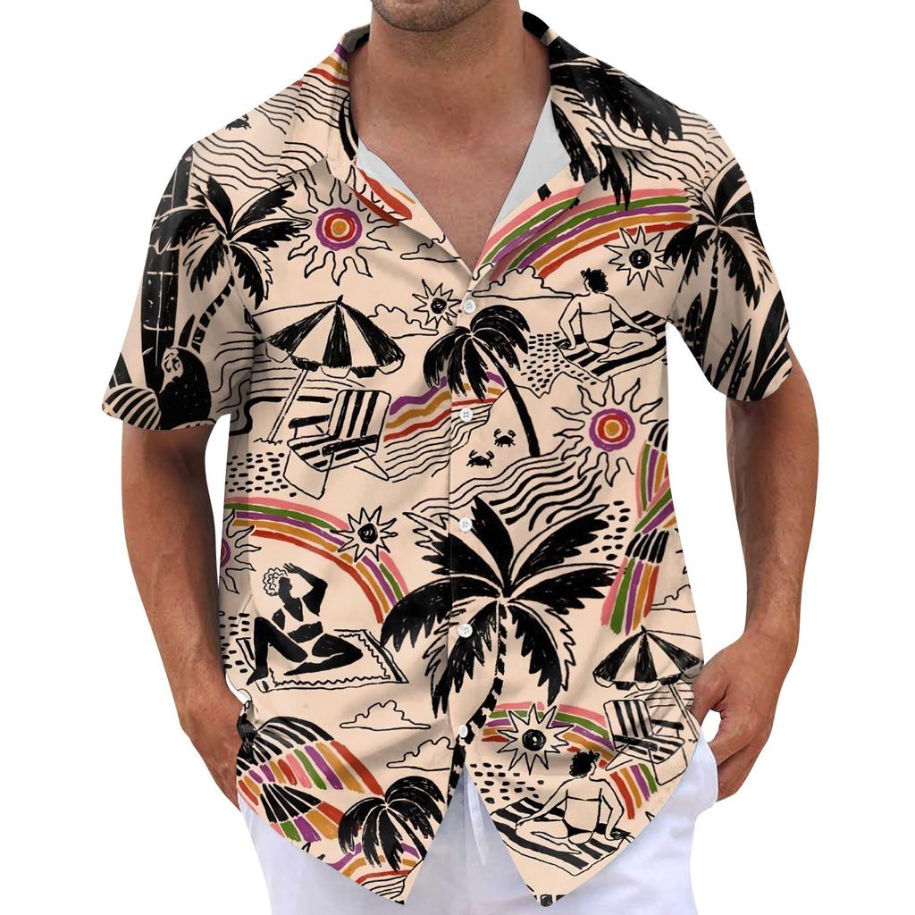 Рубашка для мужчин, мужские винтажные рубашки для боулинга на пуговицах, летняя пляжная рубашка с коротким рукавом